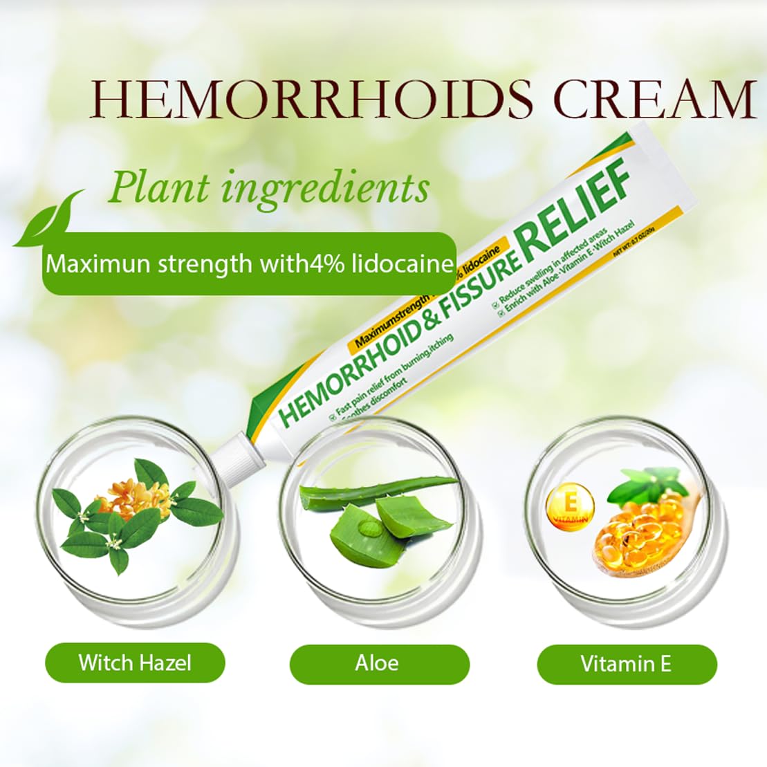 CainNeks Hemorrhoid & Fissure Relief Ointment 20g– 4% Lidocaine Maximum Strength Hemorrhoid Cream, Fast Itching Burning Swelling Relief, Herbs Fast Acting Ingredients. 0.7 oz. CainNeks Au supplements