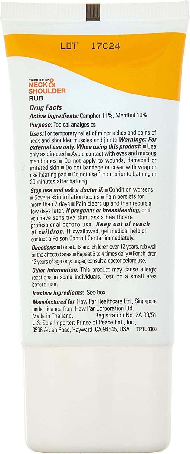 Tiger Balm Neck and Shoulder Rub 1.76 oz. Tiger Balm Au supplements
