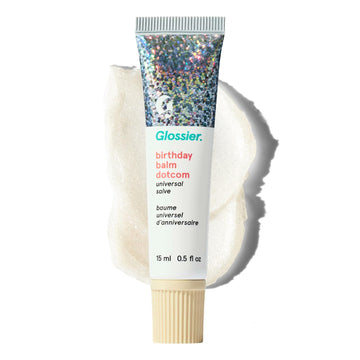 Glossier Balm Dotcom Hydrating Lip Balm - Universal Salve, Up to 12Hr Moisture - Lanolin, Beeswax & Castor Oil for Dry Lips, Cuticles & Skin - Birthday, Clear Soft Shimmer, 15ml Glossier Au supplements