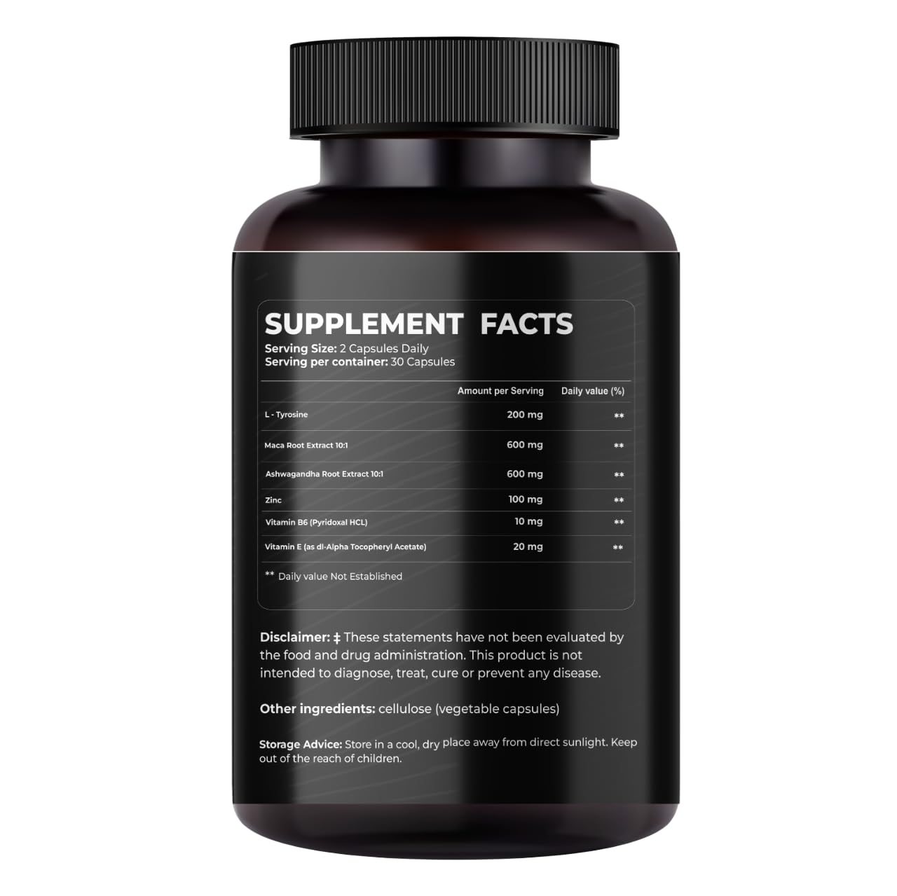 Mishas Nutraceuticals L-Tyrosine with Maca Root, Ashwagandha & Vitamins Complex – Energy, Mental Focus, Stress Relief & Immunity Support – 60 Capsules (30 Servings) Mishas Au supplements