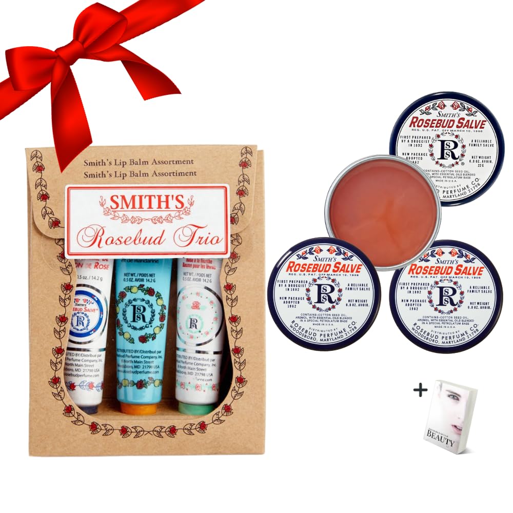 Smith's Rose Lip Balm Bulk- 3x0.5oz Premium All Purpose Lip Gloss Tubes & 3x0.8oz Lip Treatment Salve - Trio Lip Balm Tubes for Plump Lips & Cracked Skin Care - Christmas Gift Set, EBook Generic Au supplements