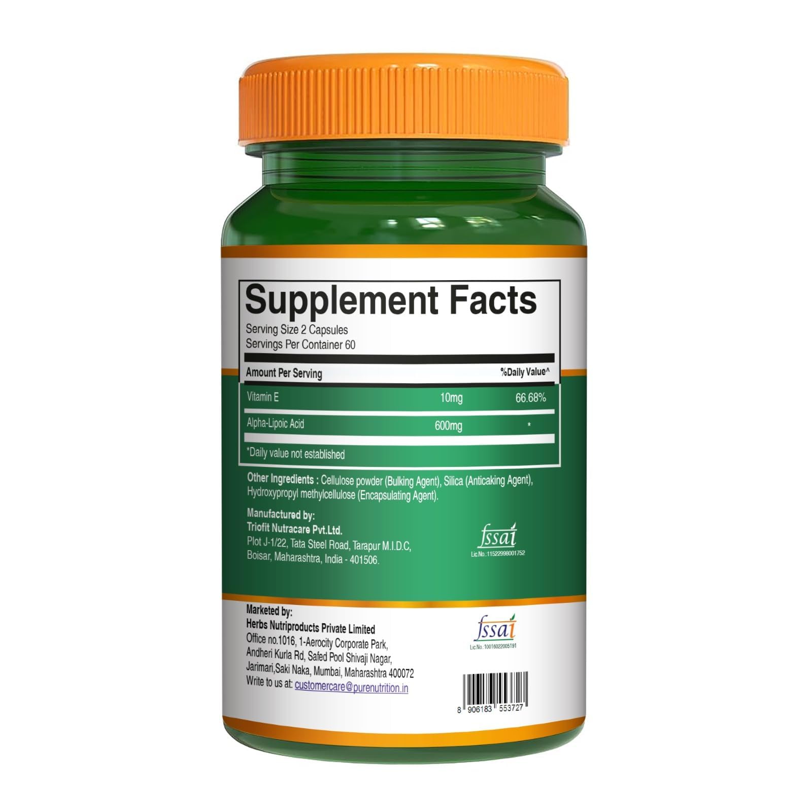 Pure Nutrition Alpha Lipoic Acid 600mg + Vitamin E | 120 Caps | Powerful Antioxidant to Support Nerve & Heart Health*. | Non-GMO PURE NUTRITION NATURAL TREASURES Au supplements