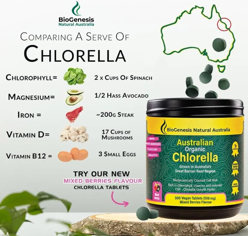 Biogenesis Organic Chlorella Tablets | Australian Grown | Chlorophyll-Rich Biogenesis Au supplements