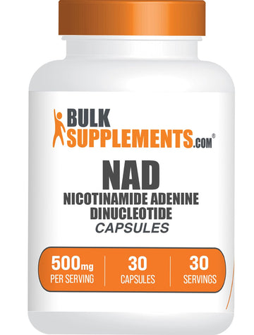 BulkSupplements.com NAD Capsules - Nicotinamide Adenine Dinucleotide, NAD Supplement 500mg - for Energy Support, Pure & Gluten Free, 1 Capsule per Serving, 30 Capsules (Pack of 1) BulkSupplements Au supplements