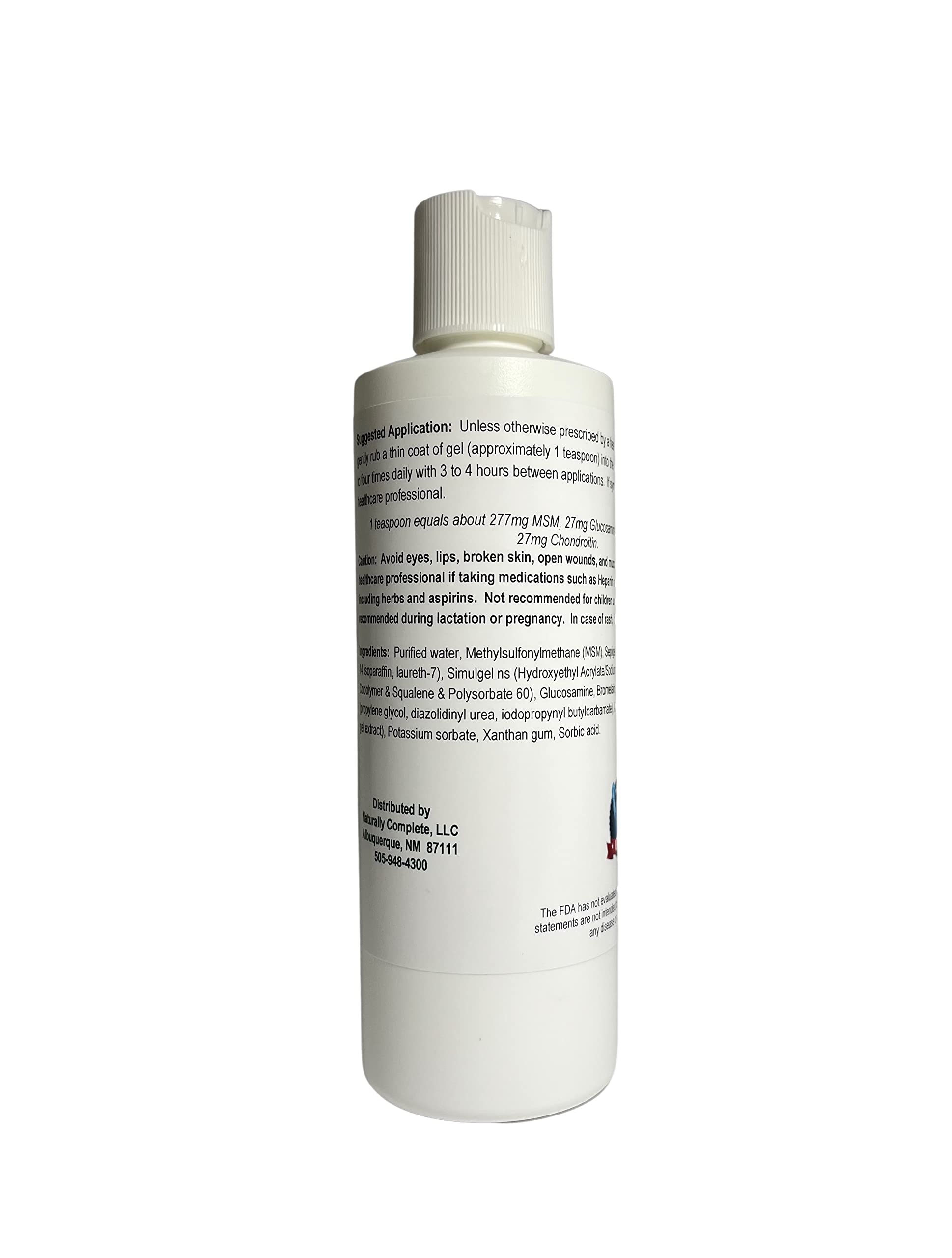 Naturally Complete MSM Plus Glucosamine Bromelain & Chrondroitin 8 oz. Bottle Naturally Complete Au supplements