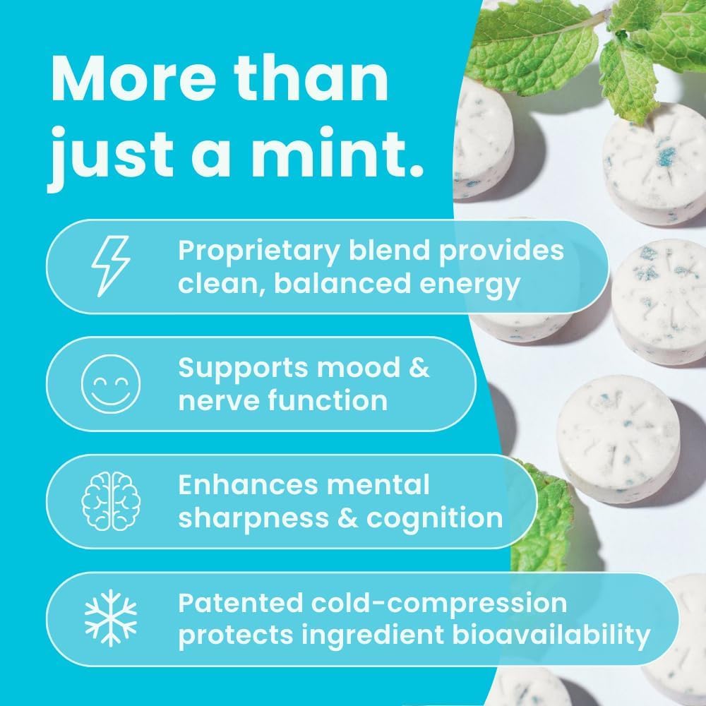 Neuro Energy & Focus Mints - Sugar Free Breath Mints with 40mg Natural Caffeine, B Vitamins & L-Theanine - Vegan Brain Supplement for Exercise, Study & Daily Focus - Peppermint, 72 ct Neuro Au supplements