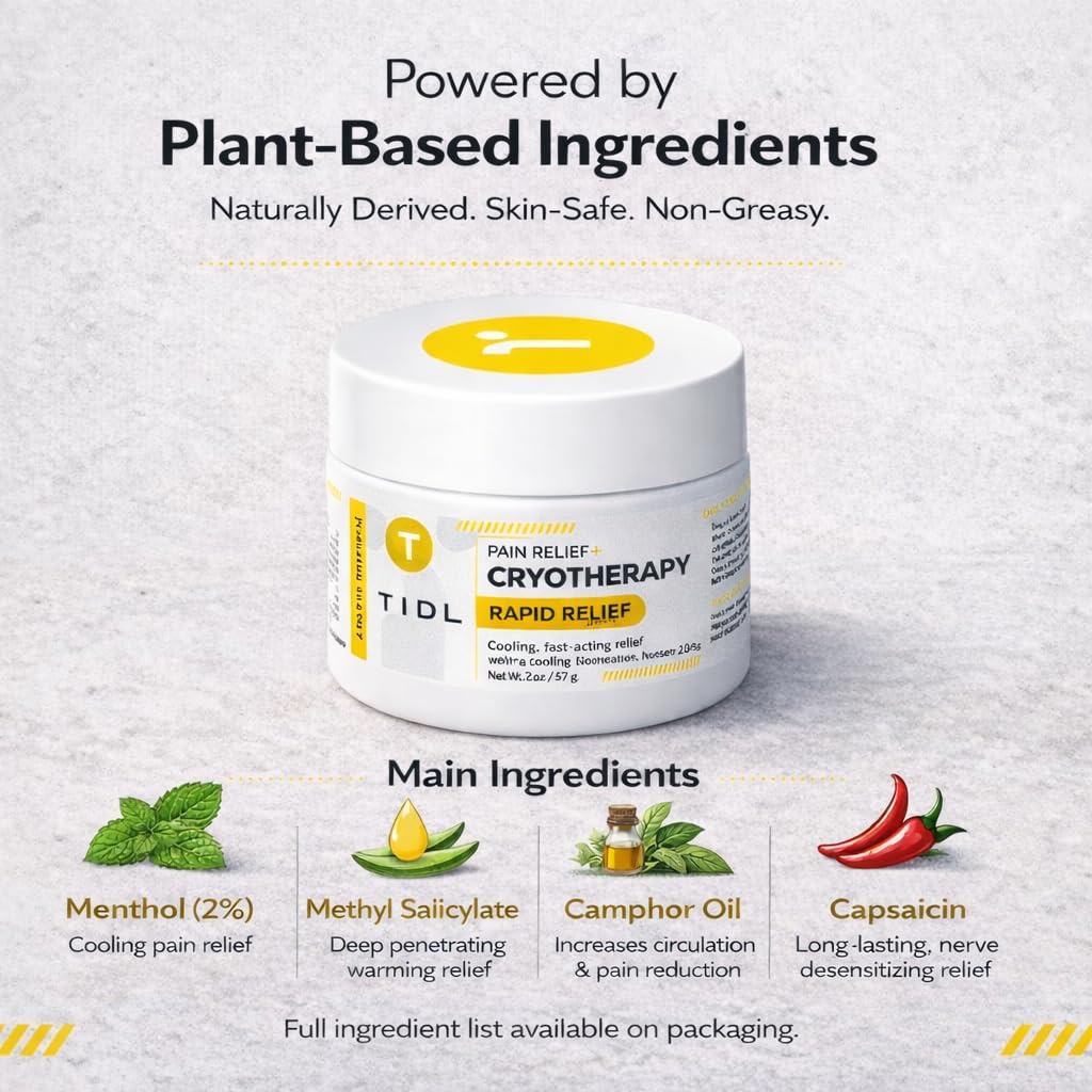 TIDL Cryotherapy Pain Relief Cream, 3 Oz, Targeted Neck Pain, Joint & Muscle Pain Relief with Organic, Plant-Based Menthol, Instant Cooling for Sport & Post Workout Full Body Recovery TIDL Au supplements