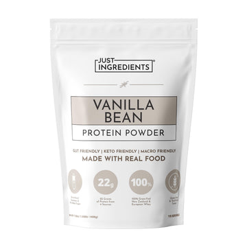 JUST INGREDIENTS Vanilla Protein Powder - Grass-Fed Whey Blend, Organic, Gluten Free, Dairy Free, Soy Free - 15 Servings, 22g Protein