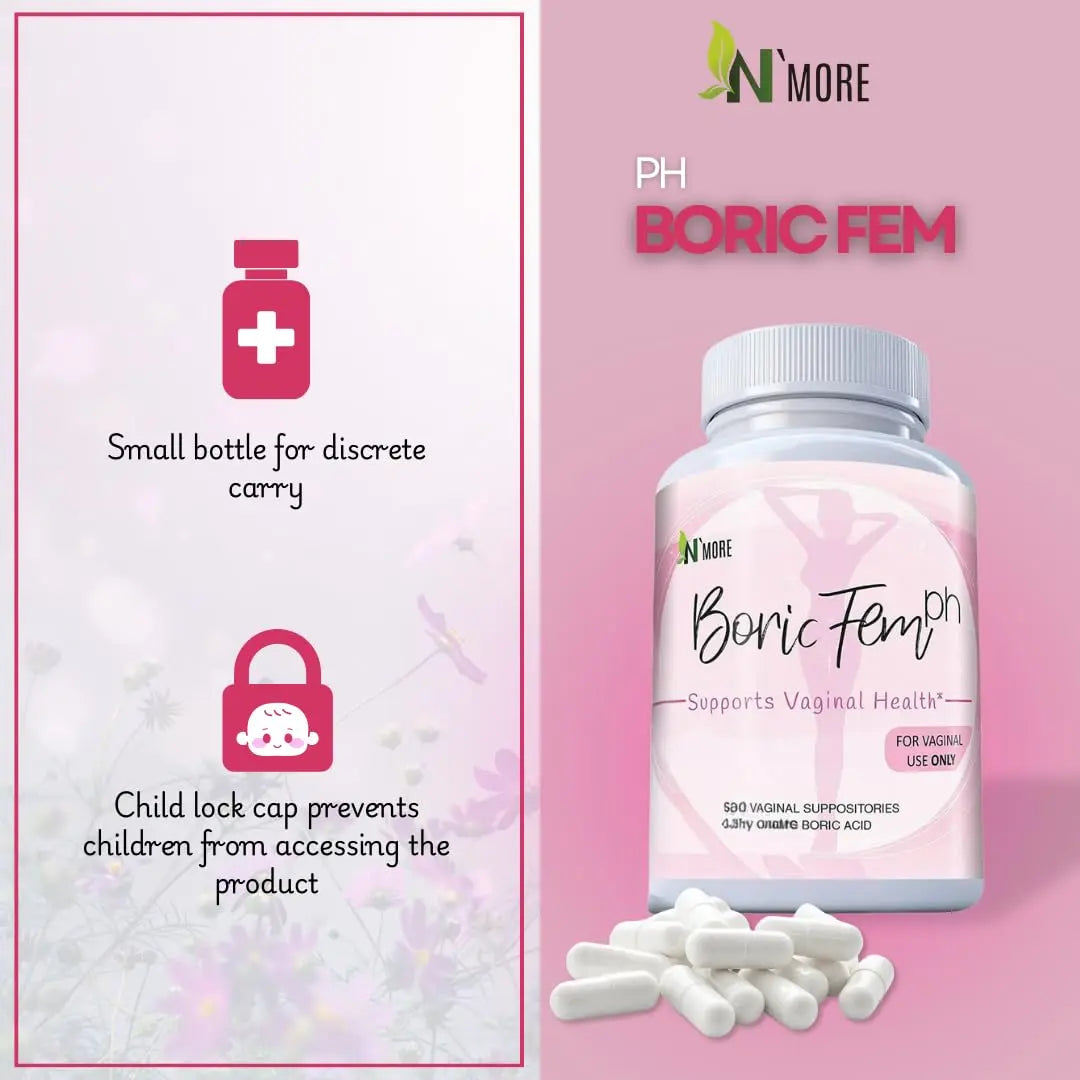 N'More Boric Acid Vaginal Suppositories- 100% Pure - Made in USA- Boricfem Vaginal Health Supplement- 30 Servings (Pack of 1) N'More Au supplements