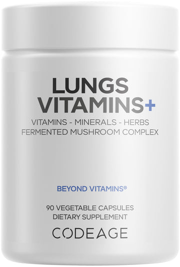 Codeage Lungs Vitamins, A, C, D, E, B6, Milk Thistle Lung Supplement, Zinc & Magnesium, Cordyceps, Reishi, Chaga, Poria, Tylophora, Ginger, Peppermint Leaf Organic Herb Cleanse - Non-GMO - 90 Capsules Codeage Au supplements