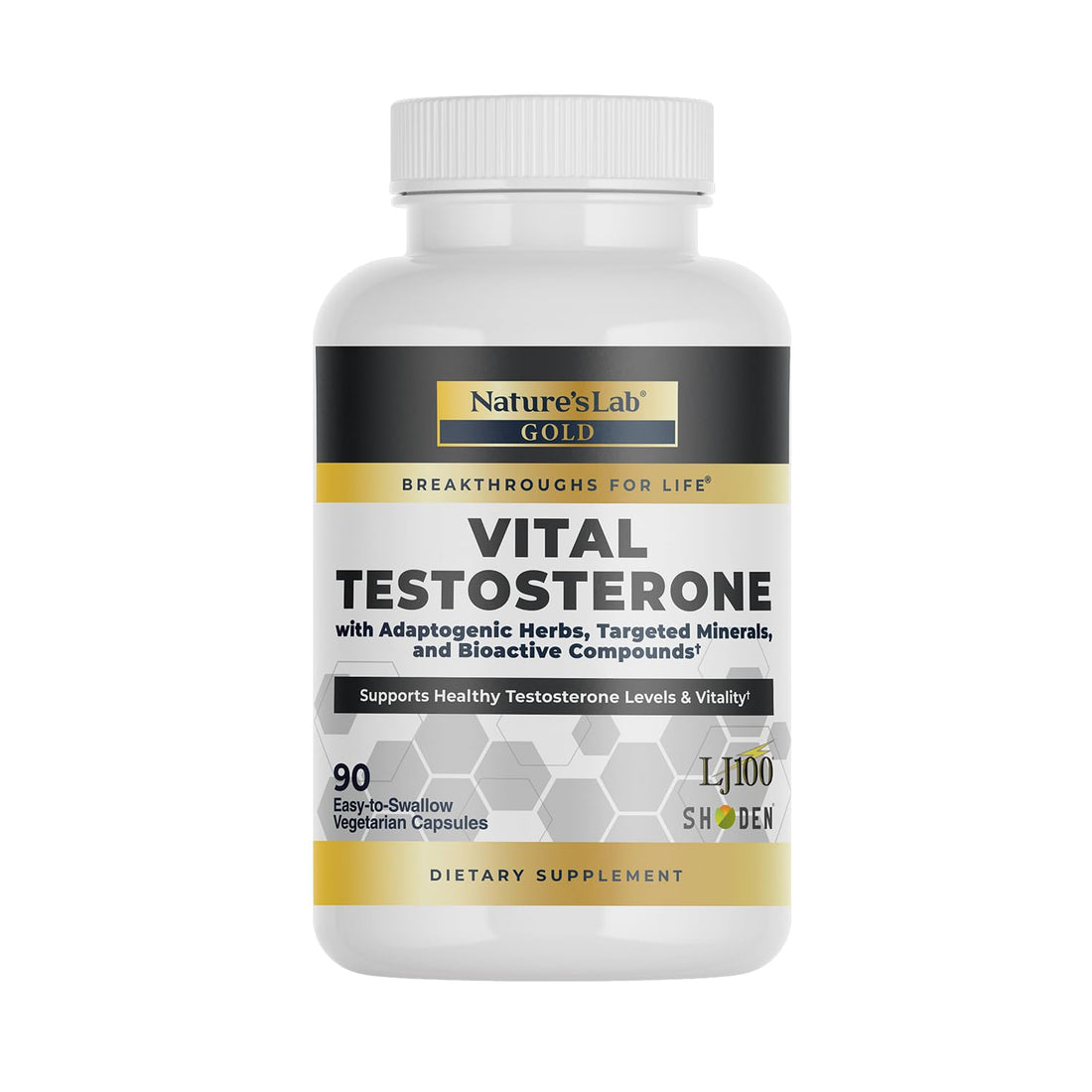 Nature's Lab Gold Vital Testosterone with Adaptogenic Herbs, Targeted Minerals and Bioactive Compounds* - Supports Healthy Testosterone Levels & Vitality* - 90 Capsules (30 Day Supply) Nature's Lab Au supplements