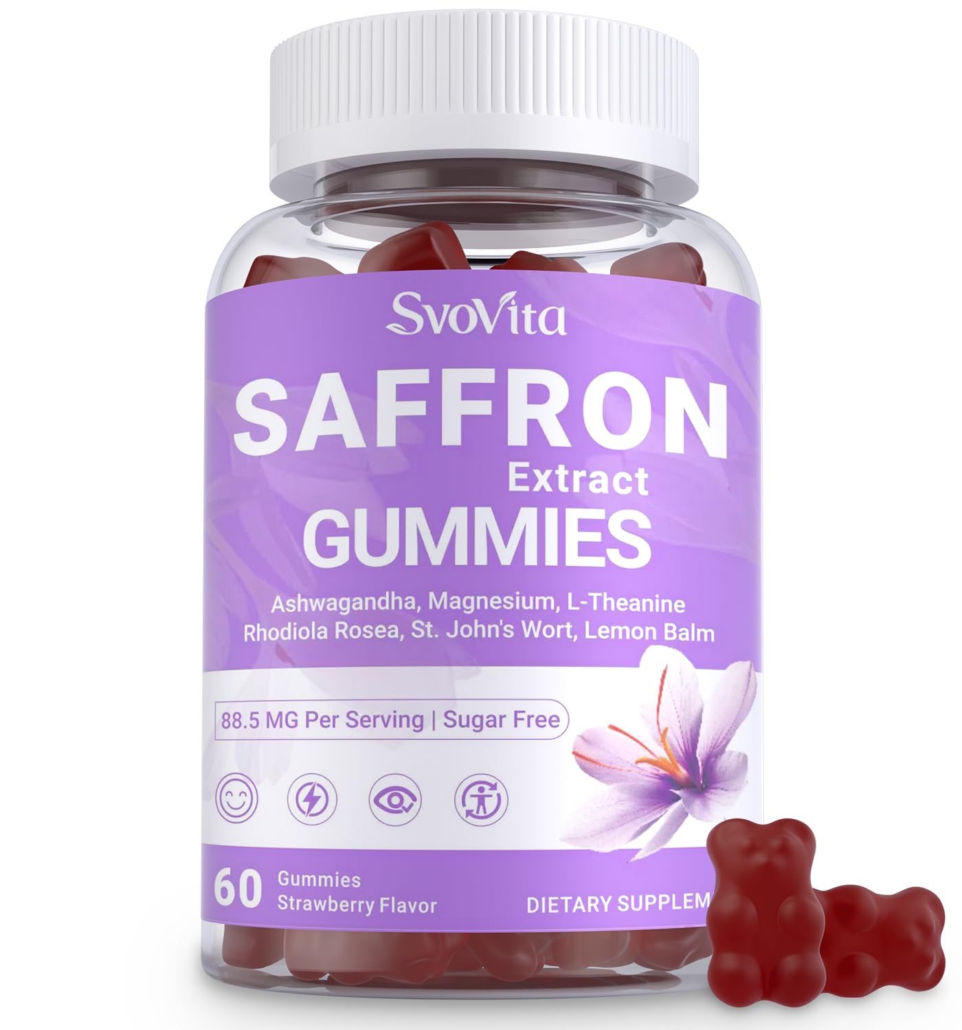 Svovita Saffron Supplements Gummies with Saffron Extract, Sugar Free 60 Count Svovita Au supplements