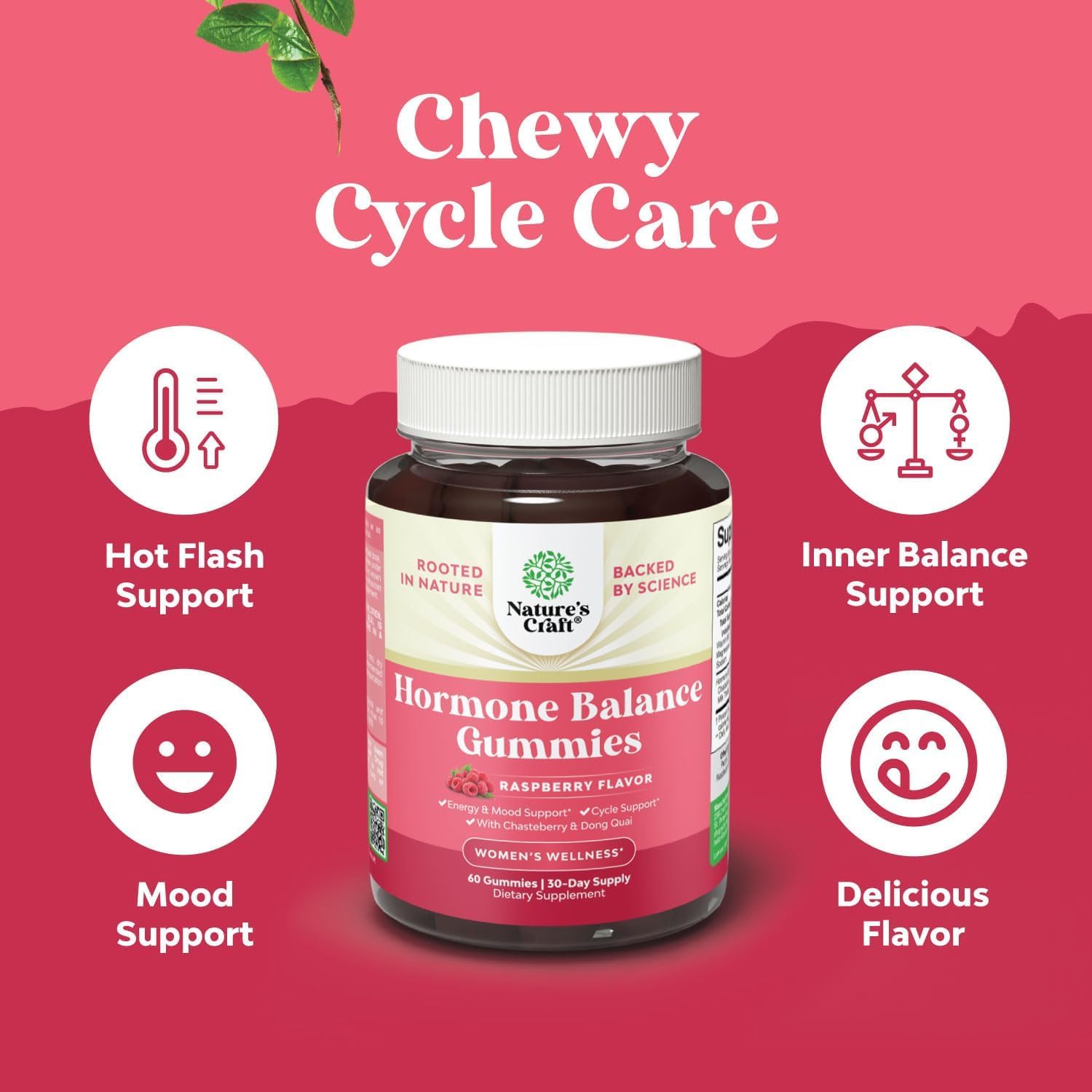 Hormone Balance for Women Gummies of All Ages - PMS Support Supplement for Women to Regulate Menstrual Cycle & Hormonal Balance Menopause & Mood Swings with Vitamin B6 & Dong Quai - 60 Chews - 3 pack Natures Craft Au supplements