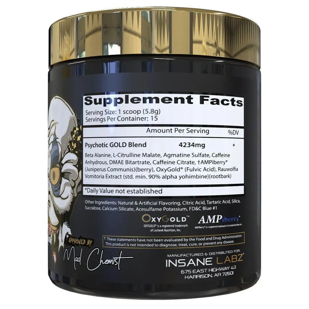 Insane Labz Psychotic Gold, High Stim Pre Workout Powder, Extreme Lasting Energy Insane Labz Au supplements