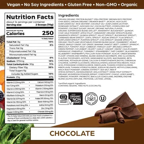 Orgain Organic Perfect Meal Replacement Protein Powder, Chocolate - 25g Plant Based Orgain Au supplements