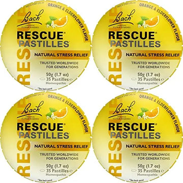 RESCUE Bach PASTILLES, Orange and Elderflower Flavor, Natural Stress RESCUE Au supplements