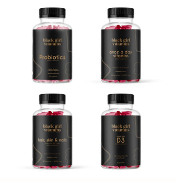 Black Girl Vitamins Complete Wellness Essentials - 30-Day Bundle with D3 Gummies, Probiotics, Hair-Skin-Nails + Sea Moss - 8 Key Nutrients for Immune, Skin & Energy Support Black Girl Vitamins Au supplements