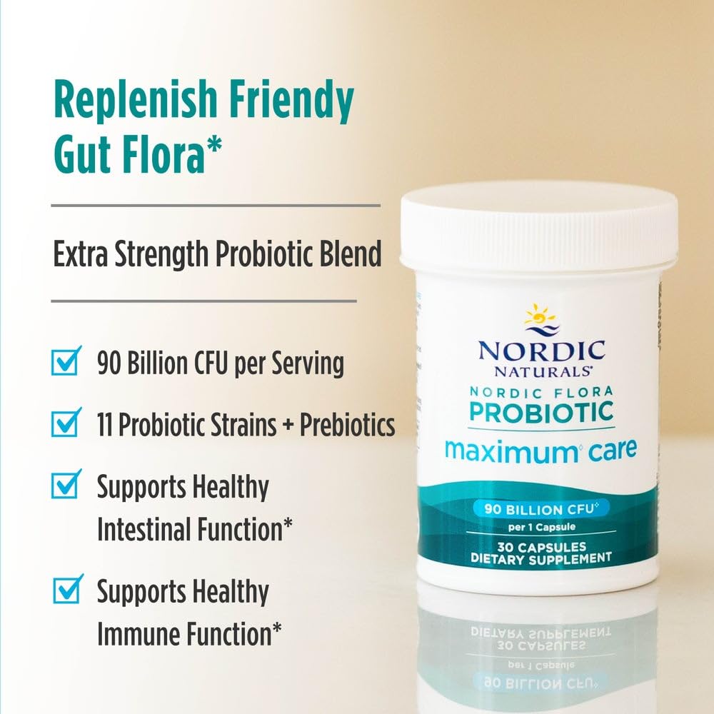 Nordic Naturals Nordic Flora Probiotic Maximum Care, 30 Capsules, 11 Probiotic Strains for Daily Immune and Digestive Health Support, Vegan, 30 Servings Nordic Naturals Au supplements