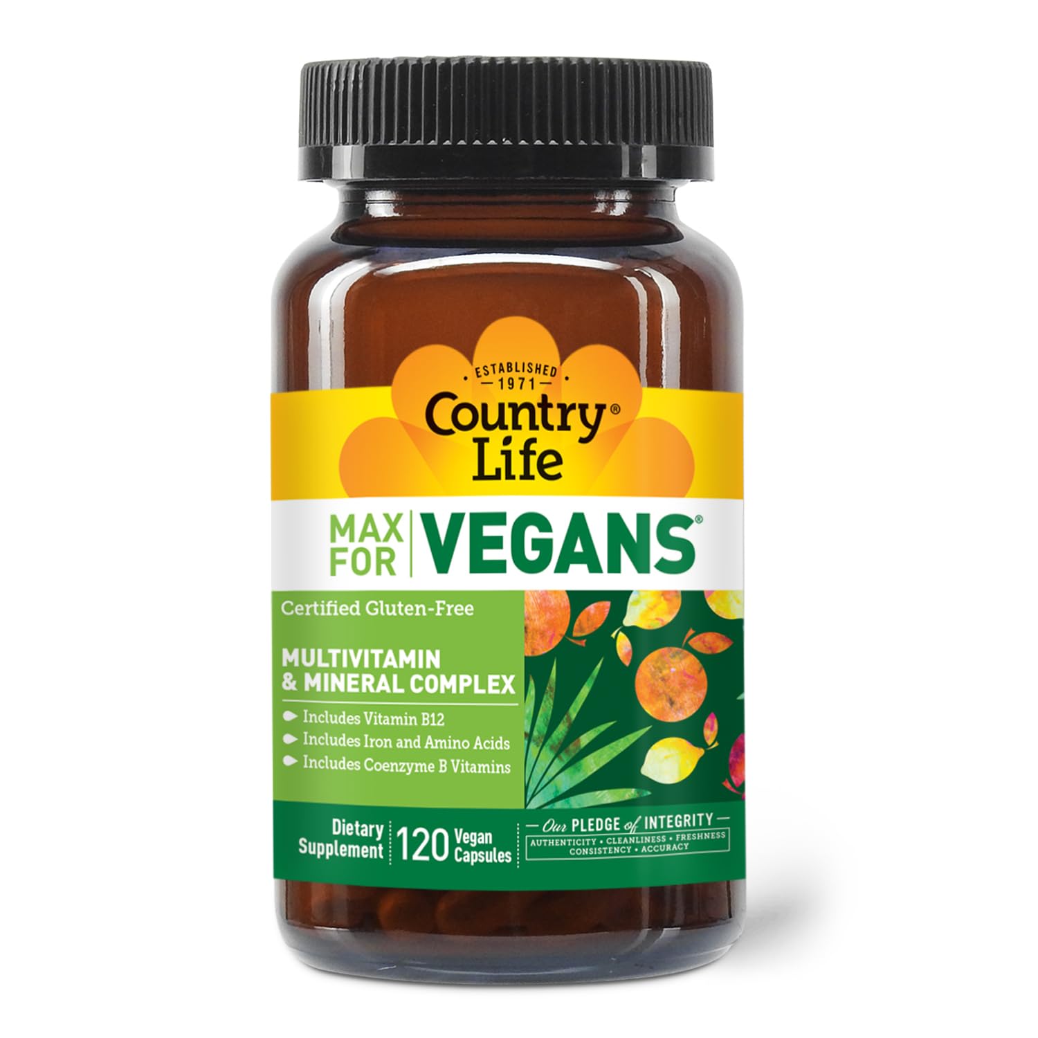 Country Life Max for Vegans - 120 Vegan Capsules - Daily Multivitamins - Immune Support Supplement - Contains Vitamin B12, Iron, Amino Acids, Coenzyme B Vitamins - Gluten-Free Country Life Au supplements