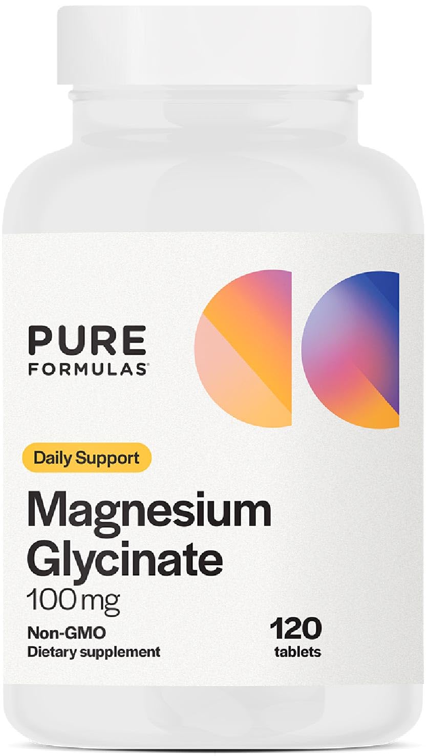 PureFormulas Magnesium Glycinate 100 mg Daily Support for Stress, Nerves, Sleep, Muscles, Metabolism Pure Magnesium Glycinate Supplement for Women and Men Magnesio Non-GMO 120 Tablets PureFormulas Au supplements