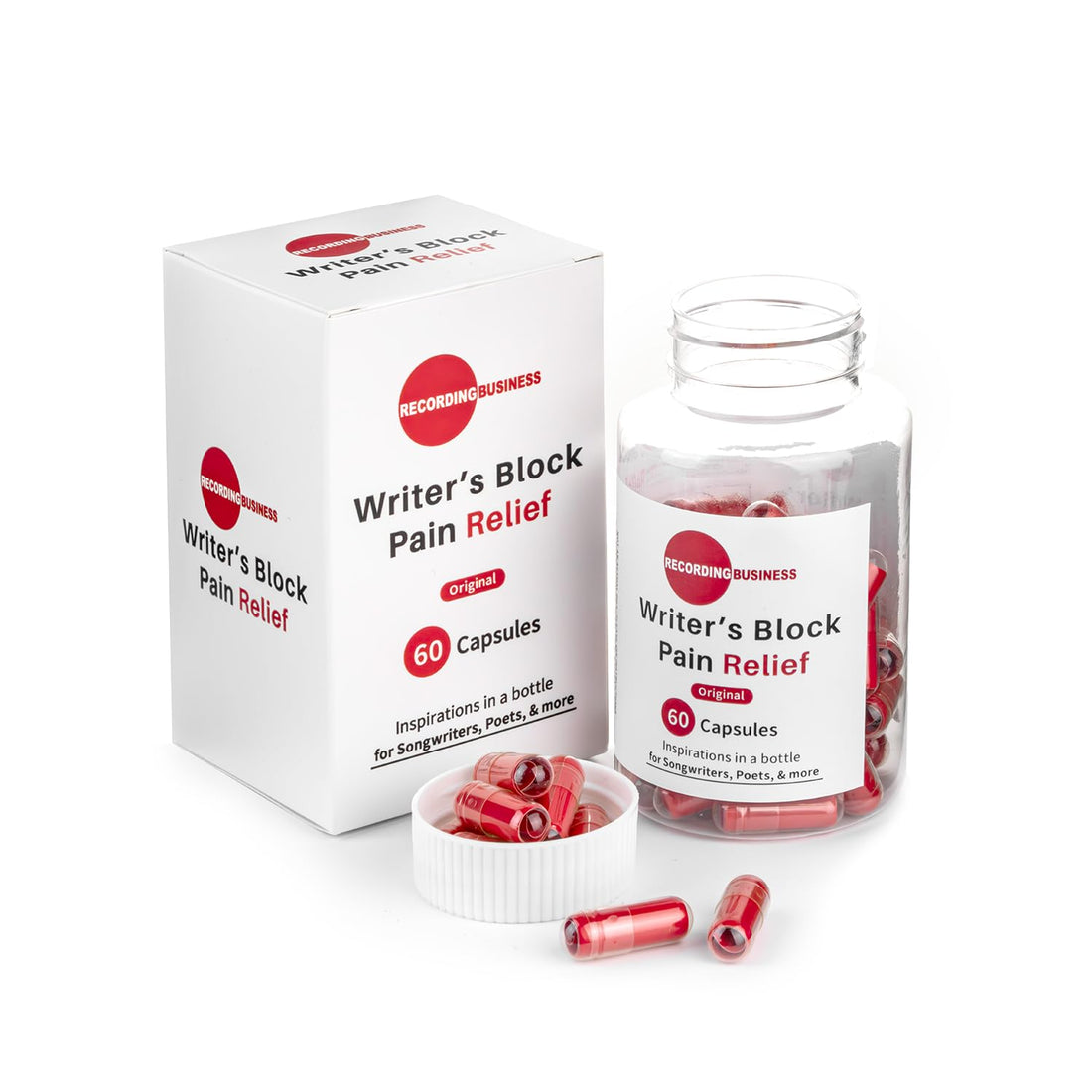 Recording Business Writer's Block Pain Relief (60 Original Songwriting Prompts in Capsules) for Artists/Musicians, Songwriters, & Poets Recording Business Au supplements