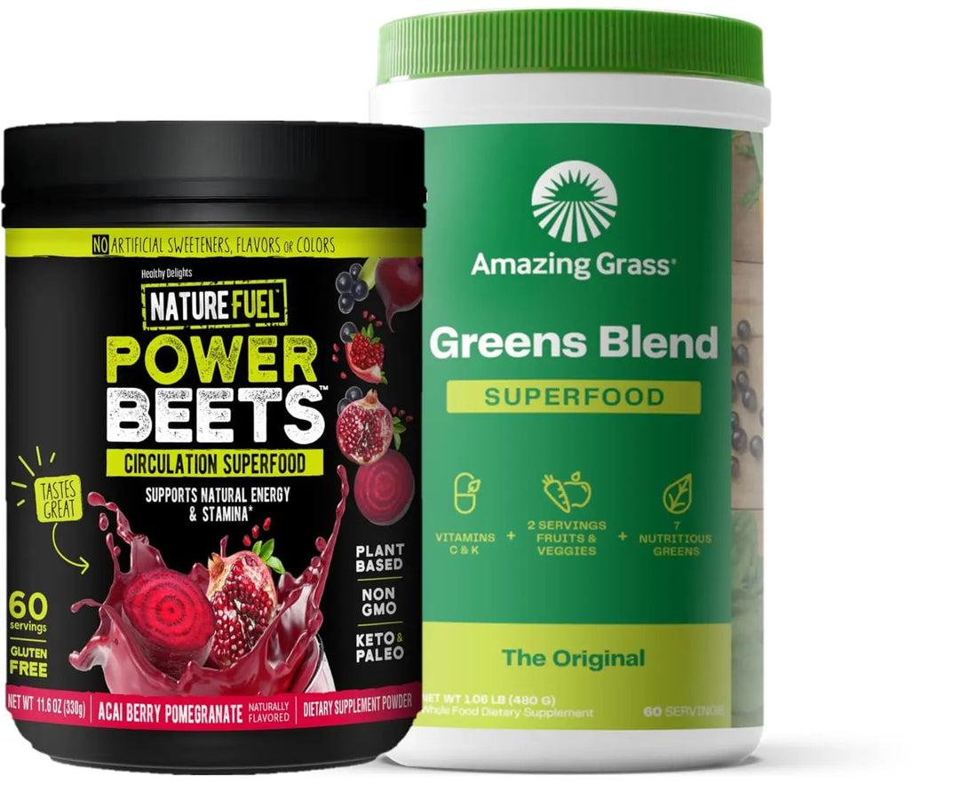Amazing Grass Greens Blend Superfood: Super Greens Powder Smoothie Mix for Boost Energy, 60 Servings & Nature Fuel Power Beets Powder, Beet Root Powder, Support Natural Energy, 60 Servings Healthy Delights Au supplements