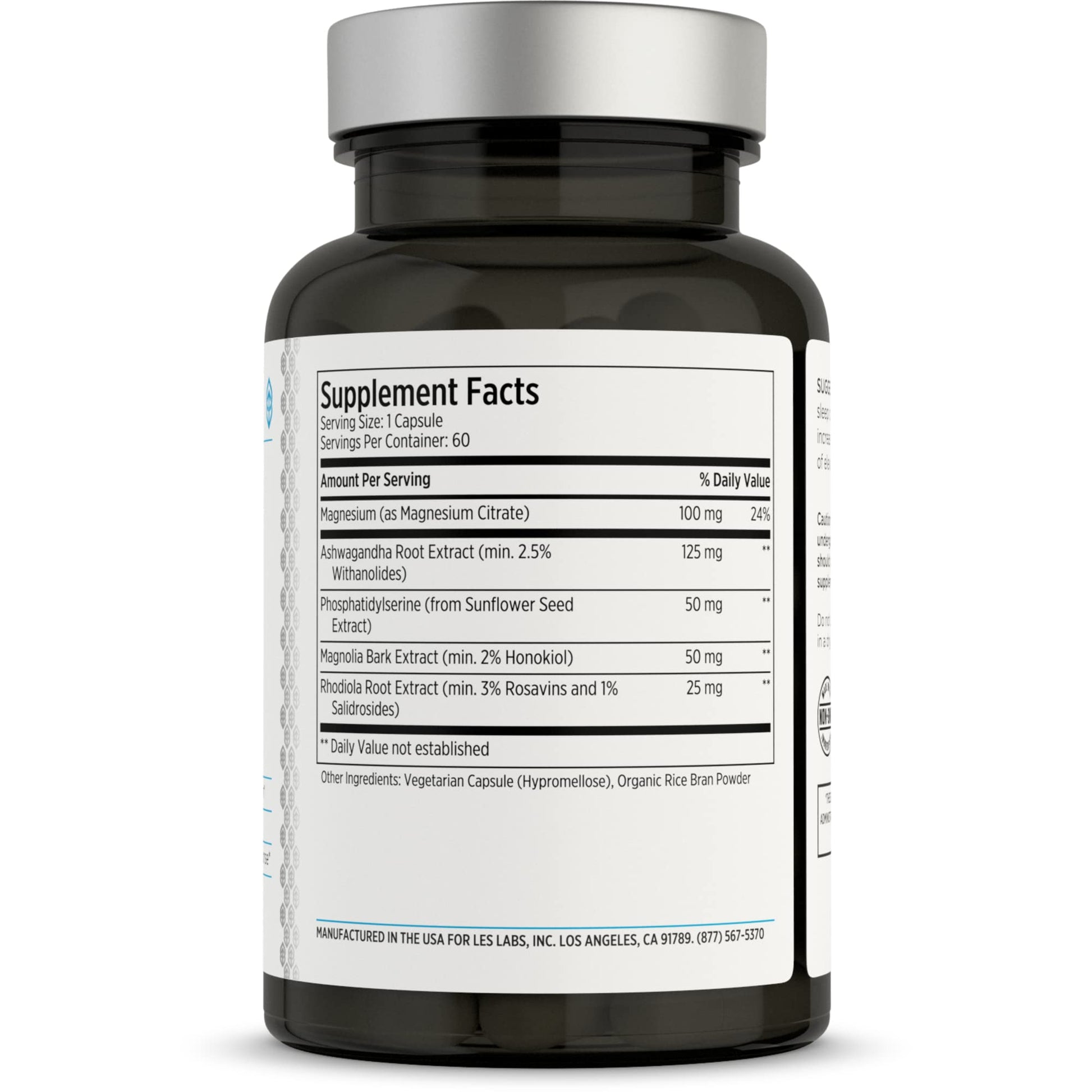 LES Labs Cortisol Health – Stress Relief, Balanced Cortisol Response, Relaxation & Deep Sleep – Phosphatidylserine, Magnesium, Magnolia Bark, Rhodiola Rosea & Ashwagandha – Non-GMO – 60 Capsules LES Labs Au supplements