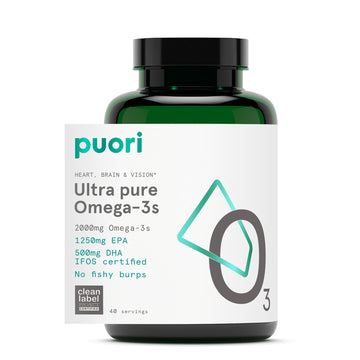 Puori Omega 3 Fish Oil Supplement - Ultra Pure & Burpless Wild Caught Fish Oil with 2000mg Omega 3 Fatty Acids,1250mg EPA & 500mg DHA Supports Heart, Brain & Eye Health - IFOS Certified - 120 Softgels Puori Au supplements