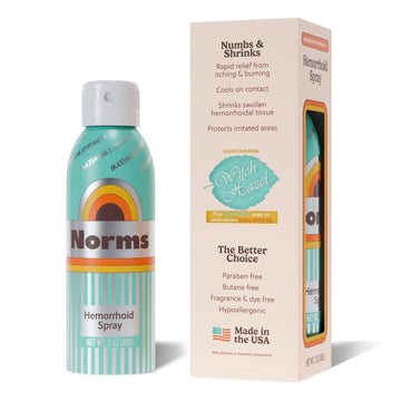 Norms Cooling Hemorrhoid Spray, Maximum Strength Touch-Free Relief with Phenylephrine, Witch Hazel, Aloe, Shrinks Swelling, Calms Itching, Soothes on Contact, 3oz Spray Norms Au supplements