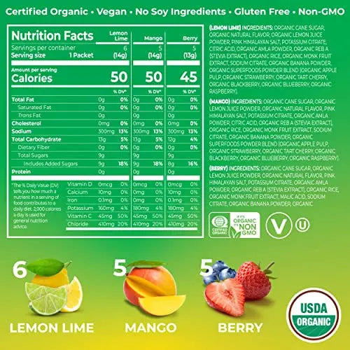 Orgain Organic Hydration Packets, Electrolytes Powder - Variety Pack Hydro Orgain Au supplements