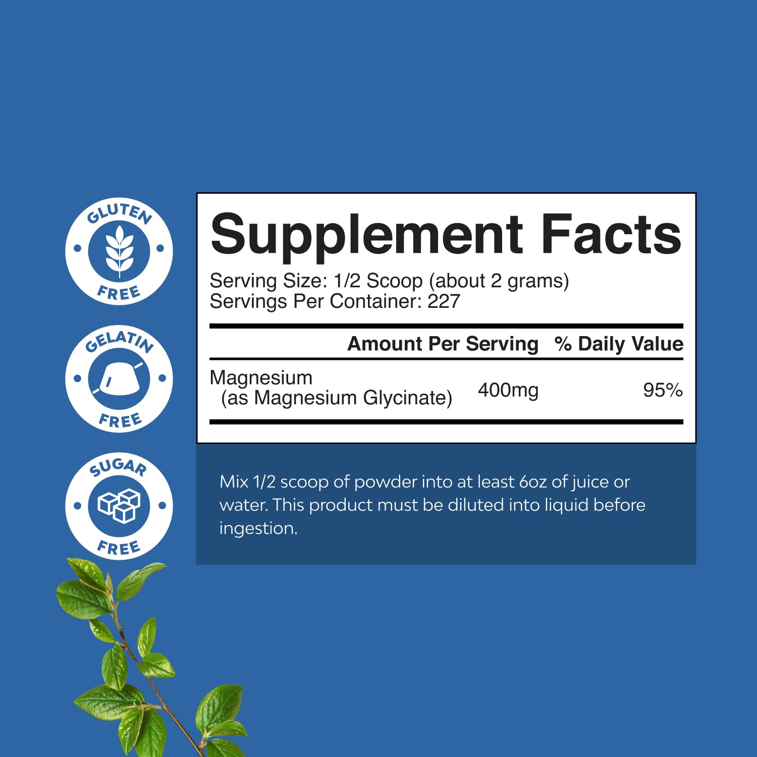 Potent Magnesium Glycinate Powder 400mg - Calm Magnesium Powder Bulk for Muscle Relax, Calm & Sleep Support for Adults - Glycinate Mag Soothe Vegan & Non-GMO Supplement - 1 Pack Natures Craft Au supplements