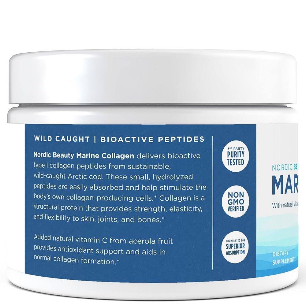 Nordic Naturals Nordic Beauty Marine Collagen Powder, Strawberry - 5.29 Ounces - Collagen Powder Supplement for Healthy Skin, Joints, and Bones, Vitamin C for Antioxidant Support - 30 Servings Nordic Naturals Au supplements