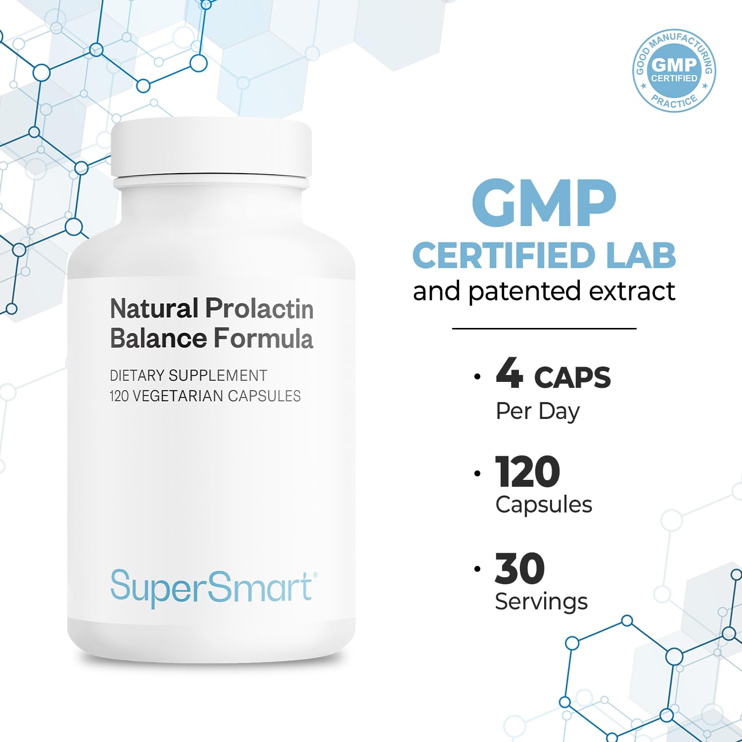 Supersmart - Natural Prolactin Balance Formula - with p5p Vitamin B6, Maca Root, Ashwagandha | Gluten Free - 120 Vegetarian Capsules Supersmart Au supplements