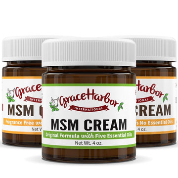 Grace Harbor MSM Cream – Variety 3 Pack – Daily Skin, Joint and Muscle Rub – Best Goat Milk Unscented Baby Lotion for Severly Dry Skin – Therapeutic Essential Oils and Fragrance Free – 4 oz Grace Harbor International Au supplements