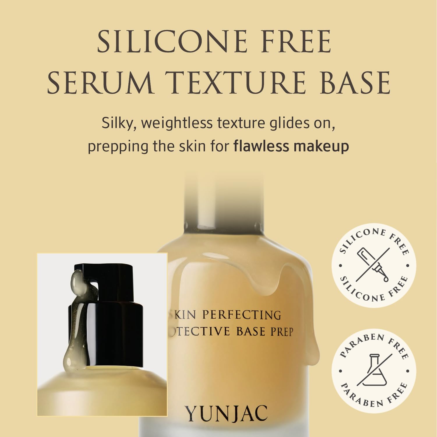 YUNJAC Base Prep Korean Primer (1.35 fl oz) – Silicone-Free Grip Makeup Base, Serum Texture for Radiant Skin, Long-Lasting Glow with Rice Ferment, Ceramide, Niacinamide, Squalane YUNJAC Au supplements