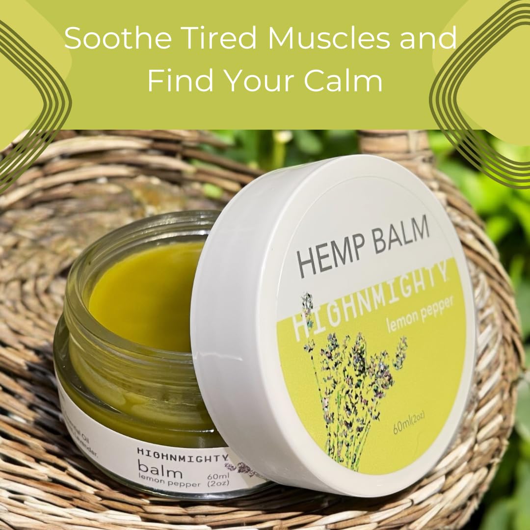 Highnmighty Maximum Strength Lemon Pepper Hemp Balm Salve | Daytime Relief, Relaxing, Natural, Fast-Acting Topical Cream for Muscle Joint Back Knee Shoulder Neck Elbow Hand Foot Relief, 60ml (2oz) Highnmighty Au supplements