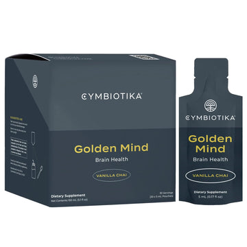CYMBIOTIKA Golden Mind Nootropic - Boosts Focus, Memory, Alertness, Supports Nervous System with Bacopa, Green Tea, Lion’s Mane, L-Theanine, Rhodiola | 30 Pouches CYMBIOTIKA Au supplements
