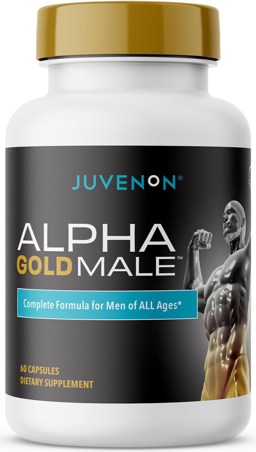 Juvenon Alpha Gold Male Testosterone Booster for Men - T-Support & Male Vitality with KSM-66 Ashwagandha + Fenugreek + Boron Citrate + Saw Palmetto, Non-GMO Vegetarian Capsules Juvenon Au supplements