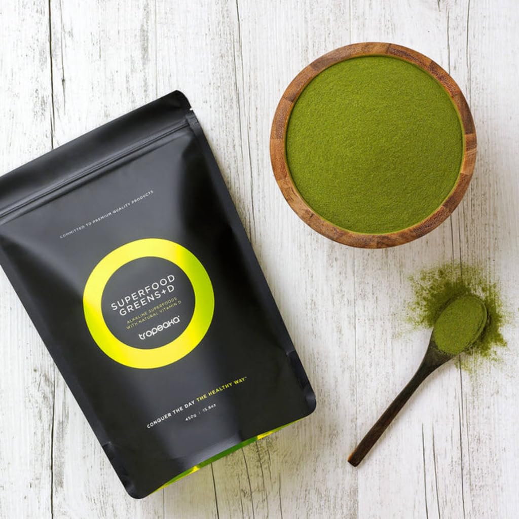Tropeaka Superfood Greens + D - Antioxidant Green Powder for Energy, Immune System, & Gut Health, Rich in Chlorophyll & Essential Nutrients, Vitamin D, Vegan, Gluten Free, Non-GMO - 7oz (20 Servings) Tropeaka Au supplements