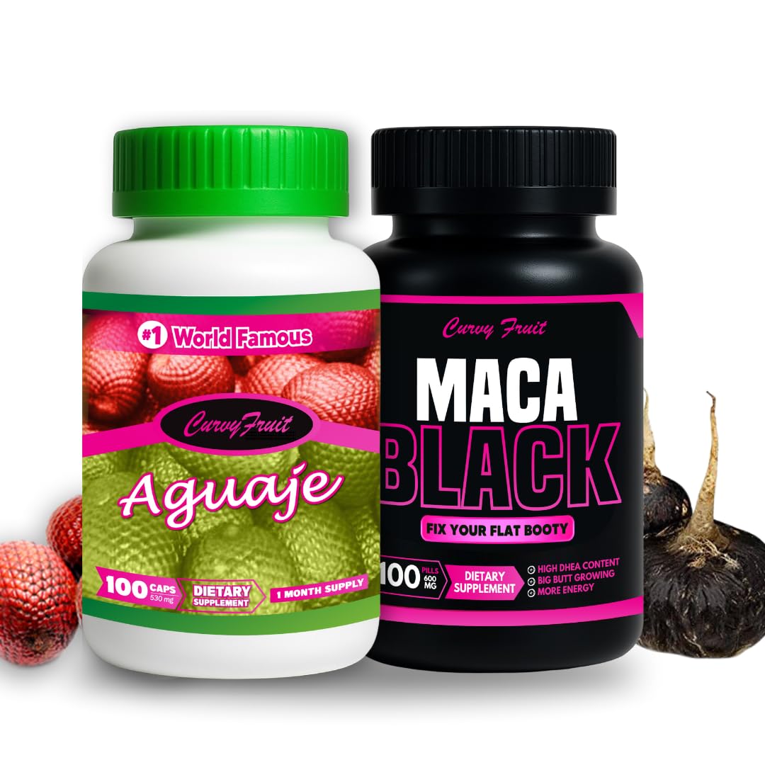 Maximum Booty Growth – Aguaje + Black Maca Pills for Women – Glute Volume Enhancer - Black Curvy Pack Curvy Fruit Au supplements