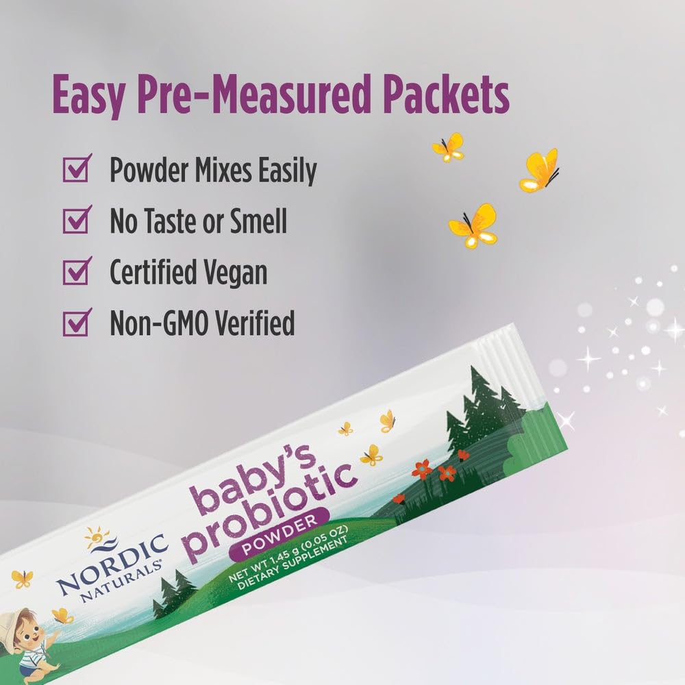 Nordic Naturals Children's Vegan Probiotic Powder Bundle - Baby’s Nordic Flora Probiotic Powder, Unflavored - 30 Packets - 4 Billion CFU Nordic Naturals Au supplements