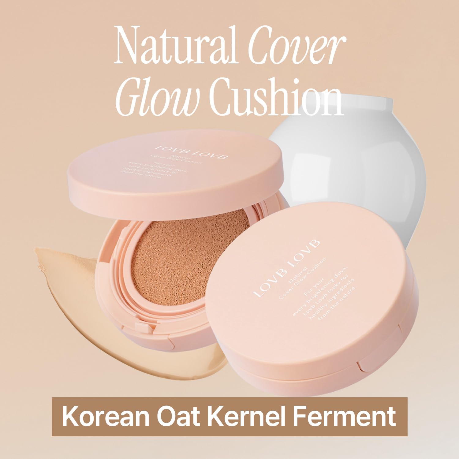 LOVB LOVB Natural Cover Glow Cushion Foundation | Satin Radiant Finish | Korean Foundation Makeup | Long-Lasting Natural Coverage | for All Skin Types 0.42 oz. (23N Natural Beige) LOVB LOVB Au supplements