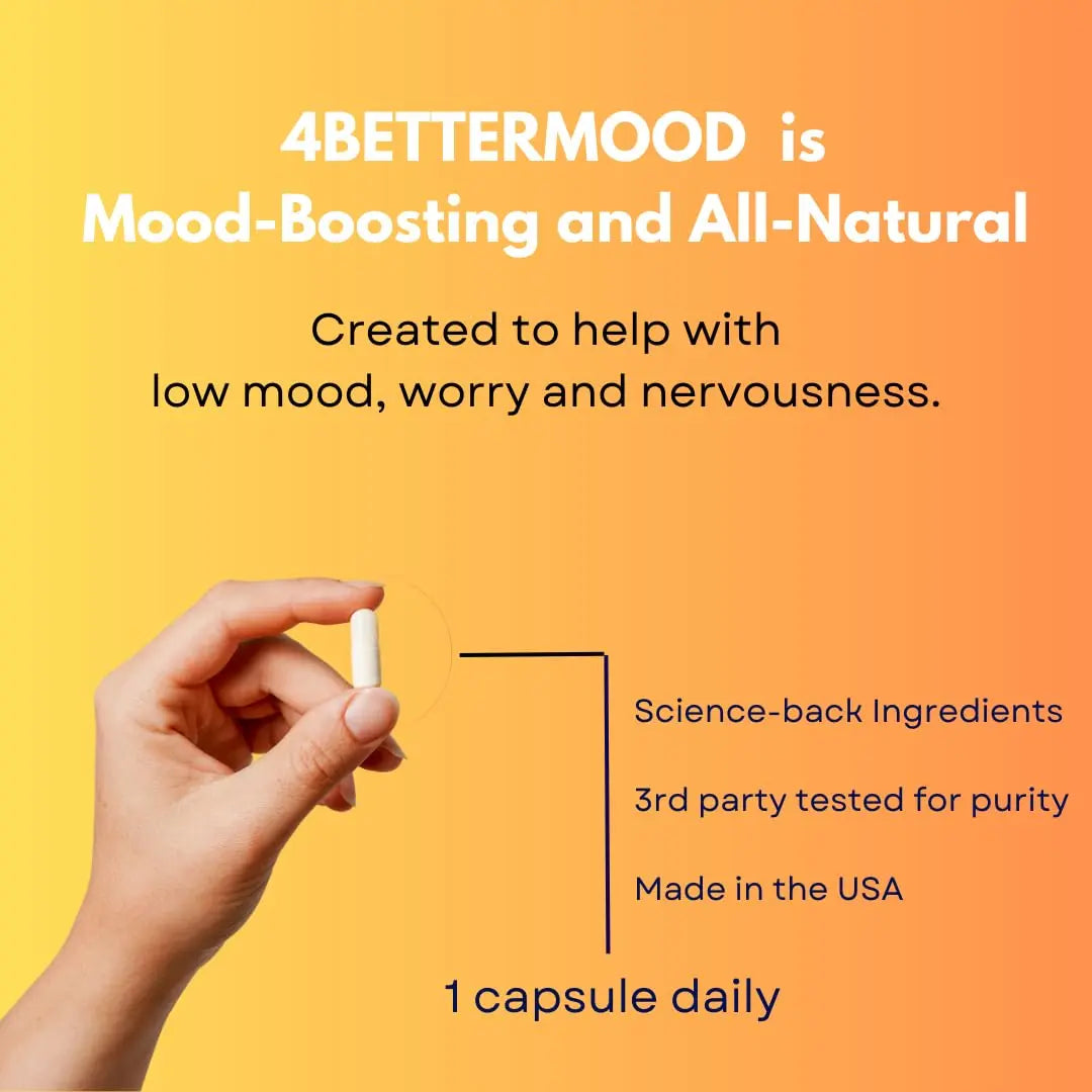 4BETTERMOOD Positivity & Stamina Capsule (30ct) Premium Mood Supplement - Enhance Mood & Promote Emotional Balance - Rhodiola, L-Theanine. Bocopa monnnieri, Velvet Bean, Skull Cap & Ashwaganda. 4BETTERMOOD Positivity & Stamina Au supplements