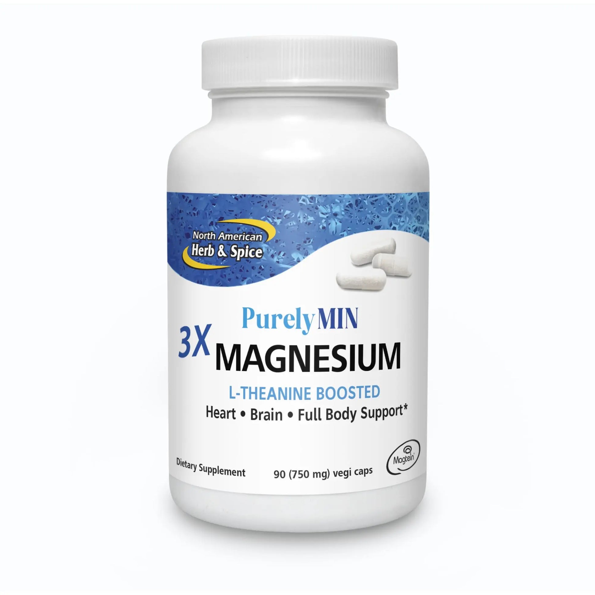NORTH AMERICAN HERB & SPICE PurelyMin - 90 Vegi Caps - Highly Absorbable Magnesium Complex + L-Theanine - 30 Servings NORTH AMERICAN HERB & SPICE Au supplements