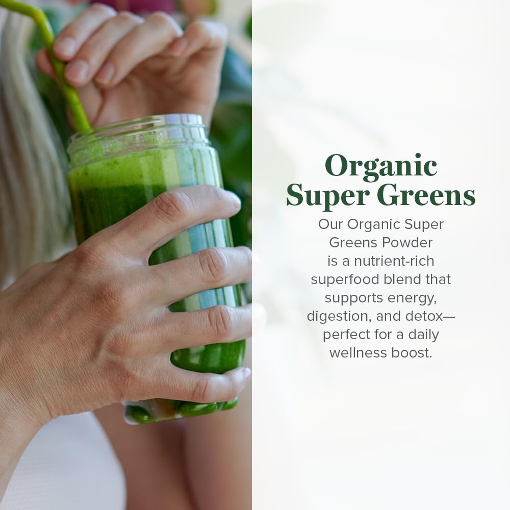Global Healing Organic Super Greens Powder Blend - Greens Superfood Powder with 15 Raw Whole Sprouts - Delicious Green Juice Smoothie Mix for Daily Nutrition - Non-GMO, Gluten-Free Greens Supplements Global Healing Center Au supplements