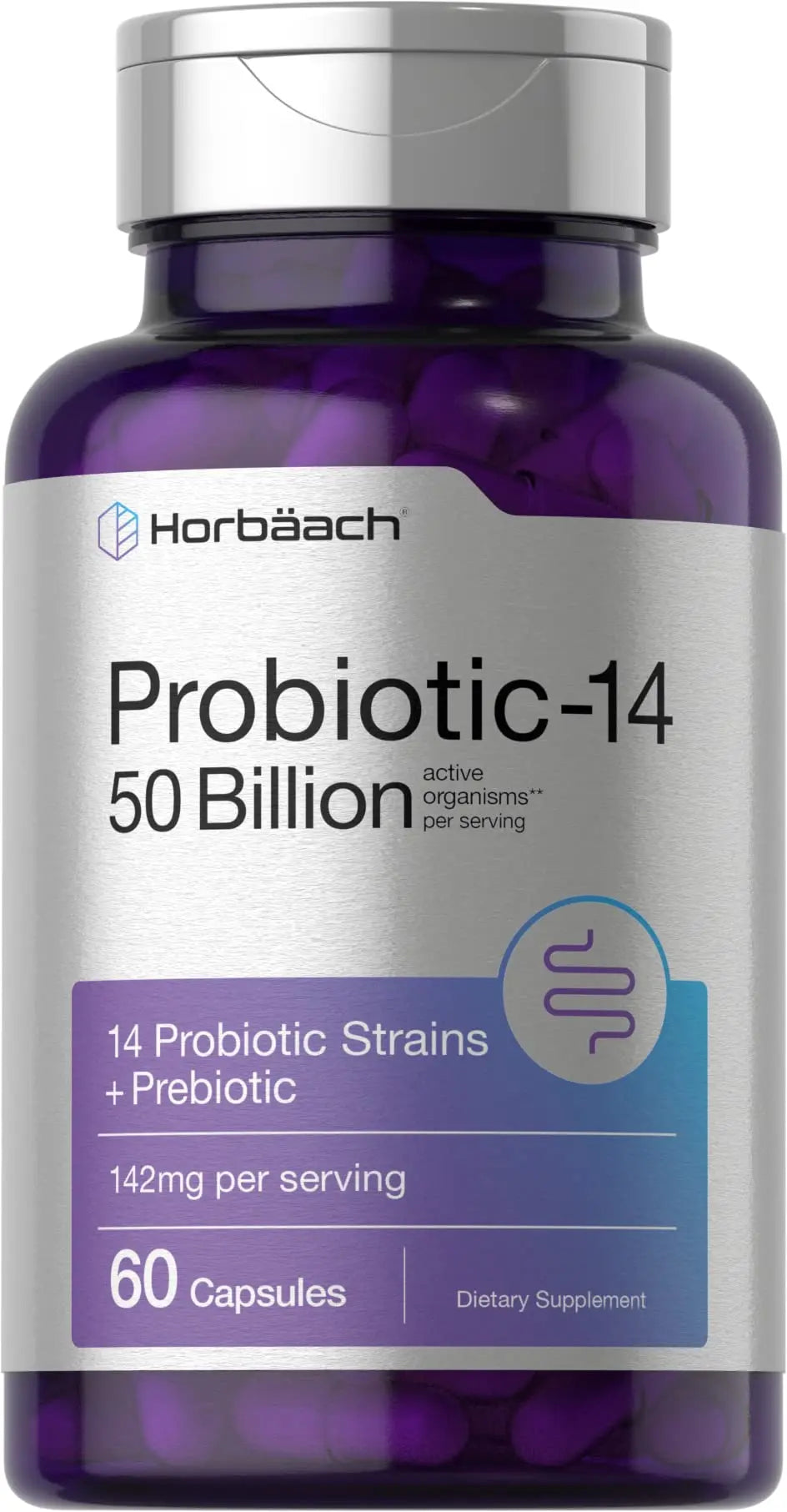 Horbäach Probiotics with Prebiotics | 60 Capsules | 50 Billion Active Organisms | Non-GMO Horbäach Au supplements