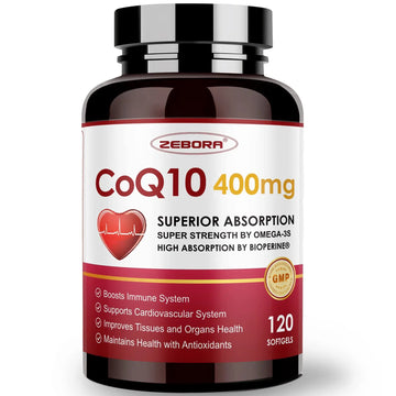 CoQ10-400mg-Softgels with PQQ, BioPerine & Omega-3, Coenzyme Q10(Ubiquinone) ZEBORA Au supplements