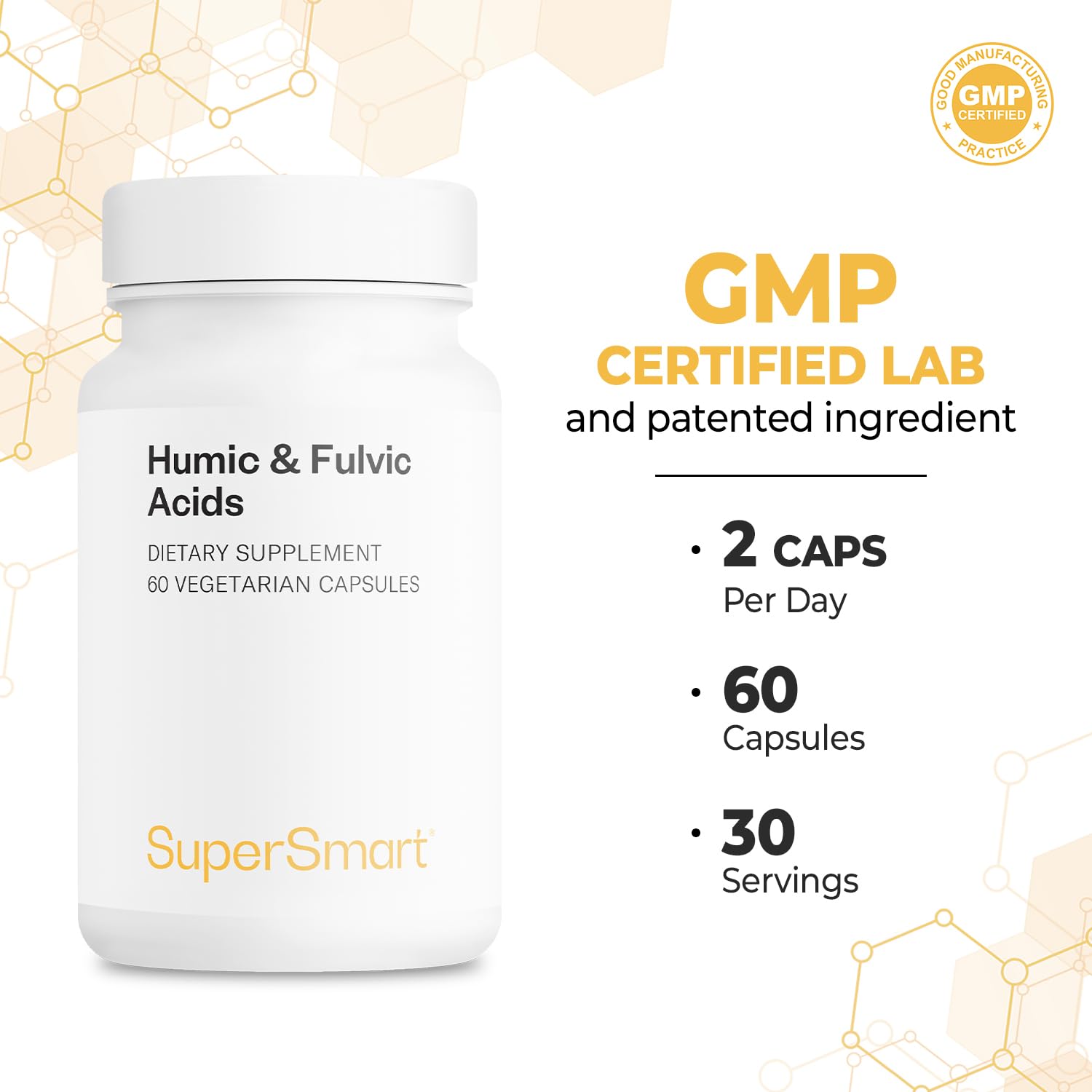 Supersmart - Humic and Fulvic Acid Supplement 300mg per Day (Patented & High Strength) - Fulvic Humic Mineral Blend | Non-GMO & Gluten Free - 60 Vegetarian Capsules Supersmart Au supplements