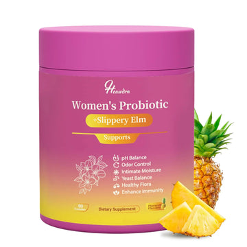 Her Juicy Women's Probiotic Gummies: Supports Women’s Wellness & pH Balance, Clean Vegan, Pineapple Flavor, Prebiotics & Lactobacillus Blend, with Slippery Elm, Gut Health & Immune Defense, 60 Gummies Heawdra Au supplements