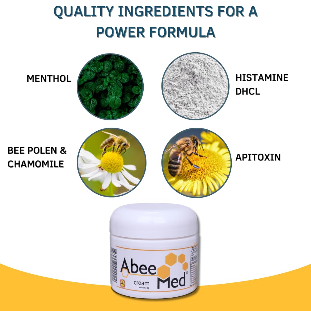 AbeeMed Cream Bee Venom Apitoxin for Aches - Menthol - Histamine DHCL - Bee Polen - Chamomile - Support for Neck and Backache - Supports Joint & Muscle Discomfort - Sprains, Bruises and Strains V2 ABEE MED Au supplements